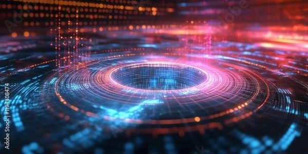 Fototapeta A 3D Hologram of a Quantum Processor Interacting with Cutting-Edge Technology