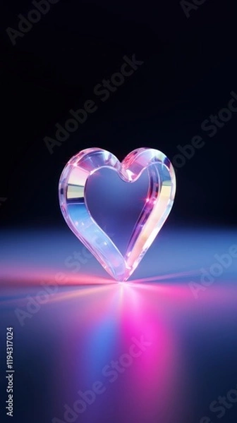 Fototapeta Heart shape illuminated reflection.