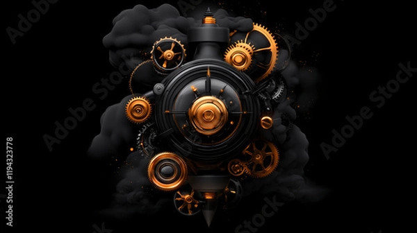 Fototapeta Abstract Steampunk Gear Mechanism