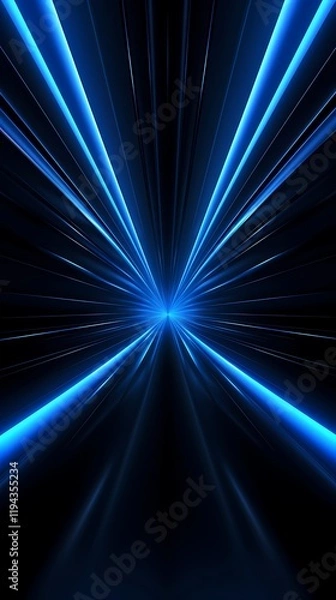 Obraz Digital technology blue and black grid future tunnel poster background