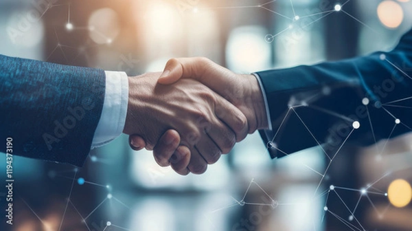 Obraz business hand shake on vertical web icon