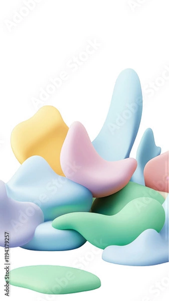 Fototapeta Abstract pastel shapes in playful arrangement