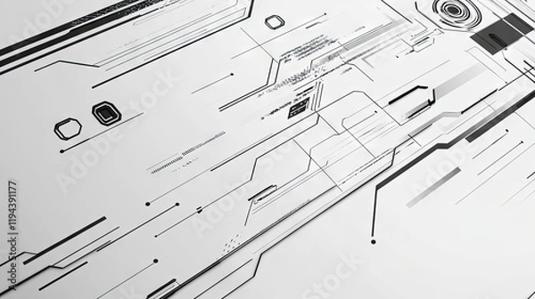 Fototapeta Abstract grey background with geometric patterns and dynamic line elements, emphasizing modernity.