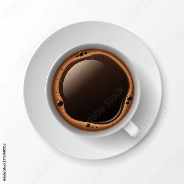 Fototapeta Vector Coffee Cup Mug with Crema Foam Bubbles On Background