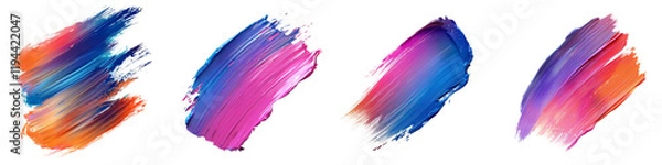 Obraz Collection of 3d Brushstroke gradient texture brush isolated on transparent or white background