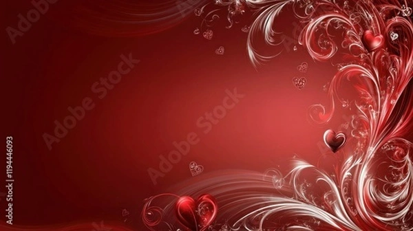 Fototapeta Red banner with heart motifs and a gradient background, perfect for Valentine's Day greetings or website headers, emphasizing love and celebration