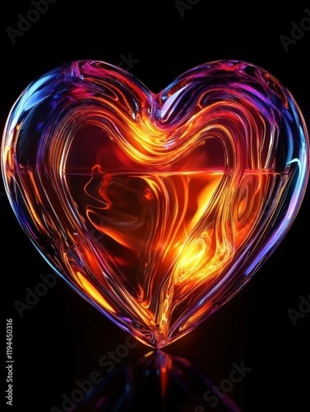 Fototapeta love heart neon light, decor, bright light, romantic. Love and valentine day concept. Neural network generated Ai art. Digitally generated image. Not based on any actual scene or pattern.
