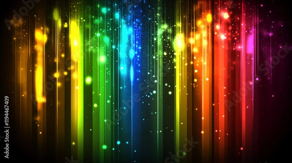 Fototapeta Abstract rainbow color background with lights and stripes.