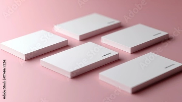 Obraz Minimalist Blank Business Cards on Soft Pink Background