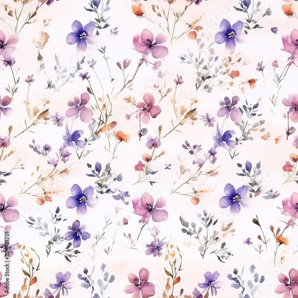 Fototapeta Seamless a soft red and yellow flower leaves pattern with a white background seamless background with flowers seamless pattern with flowers

