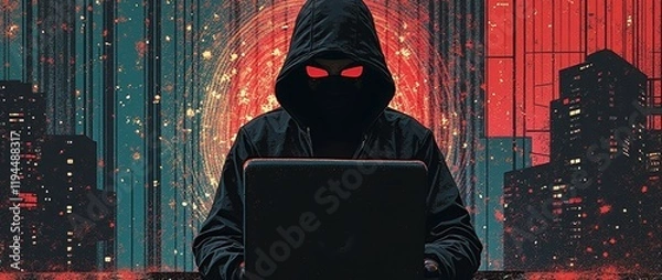 Obraz Grunge noise Creative Mixed media collage retro futuristic poster with 80s and 90s hacker aesthetic. Creative vintage backdrop, grunge graphic design style.