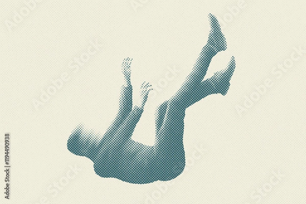 Obraz illustration of man falling from the sky, minimal concept