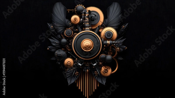 Fototapeta Black and Gold Steampunk Design