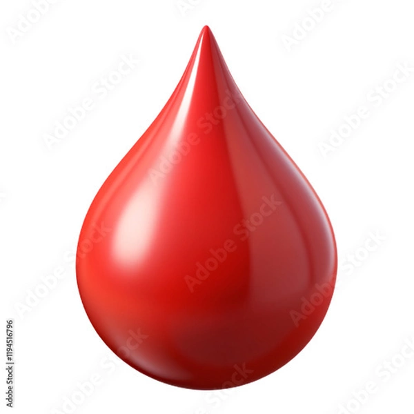 Fototapeta Realistic Red Drop of Liquid Isolated on White Background