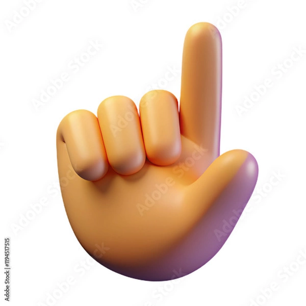 Fototapeta Hand Gesture Signifying Number One in Bright 3D Design