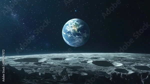 Fototapeta "A Glimpse of Earth: From the Moon's Surface"