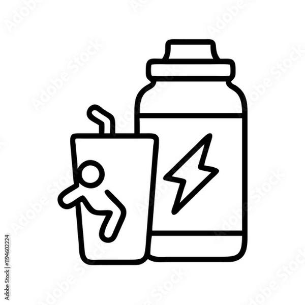 Fototapeta runner s recovery drink icon, runner s recovery drink line art - simple line art of runner s recovery drink, perfect for runner s recovery drink logos and icons and themed design 