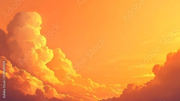 Fototapeta Golden Cloudscape at Sunset Dramatic Sky