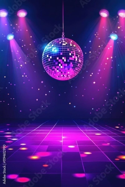 Obraz Disco Ball Dance Floor Nightclub Party Retro Vibe 80s