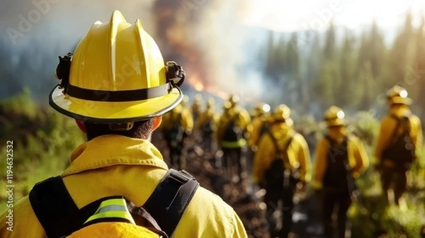 Obraz Forest Firefighters in Action During Blaze