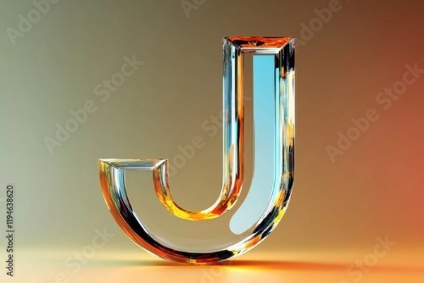 Obraz A glass letter J is sitting on a table