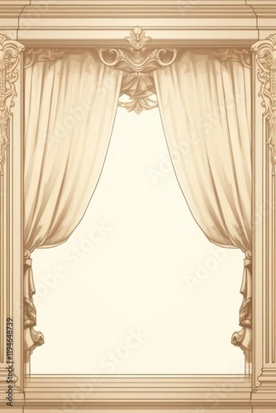 Fototapeta Victorain style window backgrounds curtain architecture.