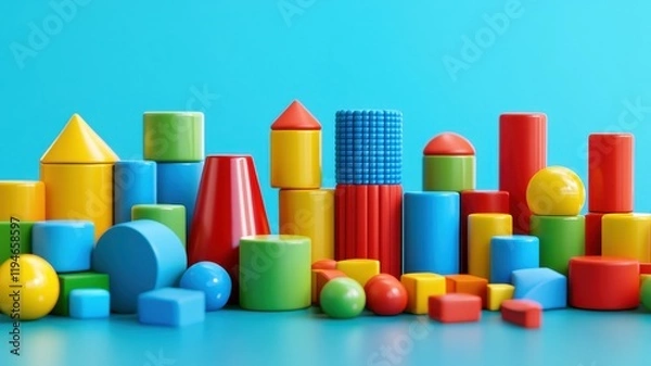 Obraz Colorful building blocks creative playroom educational toys engaging environment child's perspective consumer insights