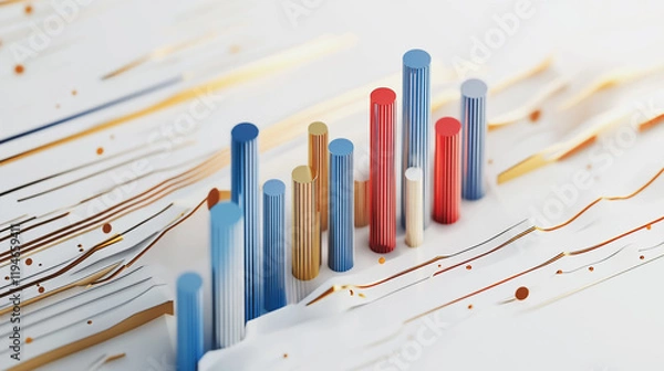 Fototapeta Abstract white background with Colorful charts and graphs with statistics to innovative analyze business potential and forecast future development of companies growth.