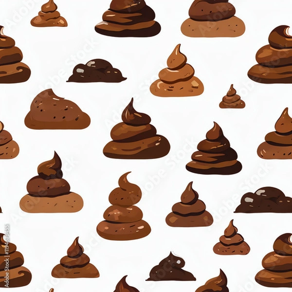 Obraz Seamless background in punk style, stylized piles of human excrement on a white background