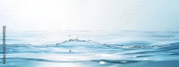 Fototapeta Water molecules captured on a light blue background highlight their essential role in life and the environment