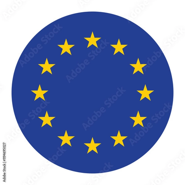 Fototapeta european union round flag. eu flag icon with standard colours. vector illustration on transparent background.