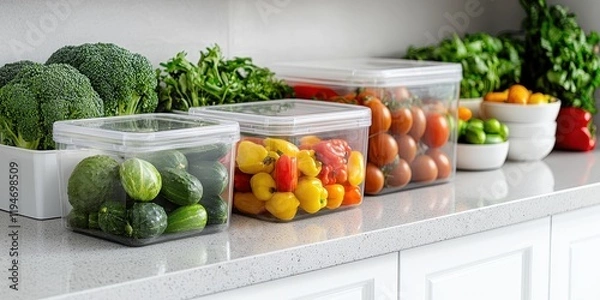 Obraz Fresh Vegetables in Clear Storage Containers