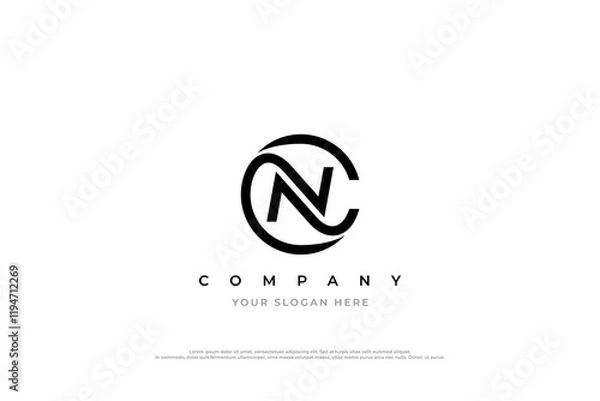 Obraz Simple Letter NC or CN Logo Design