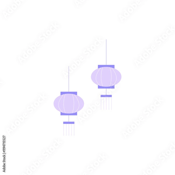 Obraz Chinese Paper Lanterns In Flat Vector Illustration Symbolizing Tradition, Celebration, And Chinese Culture, Isolated On White Background.