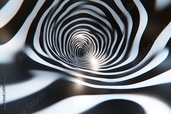 Fototapeta Abstract black and white swirling tunnel. (1)