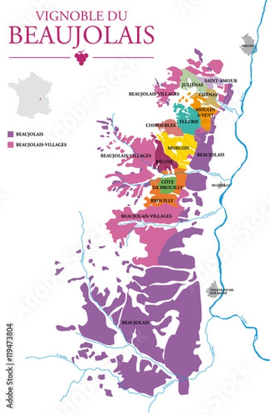 Fototapeta Mapa winnic Beaujolais