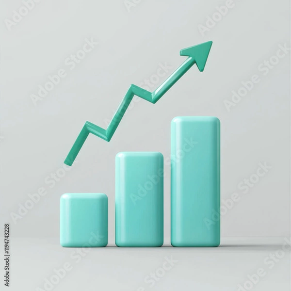 Obraz Teal Growth Chart Illustration