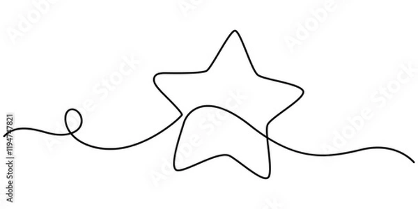 Obraz hand draw doodle stars illustration in continuous line arts style vector, Star continuous one line drawing vector illustration, Premium vector, Hand drawn doodle star in continuous line art style. 