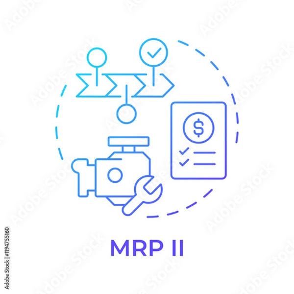 Obraz Manufacturing resource planning blue gradient concept icon. Efficient management of manufacturing processes. Round shape line illustration. Abstract idea. Graphic design. Easy to use in booklet