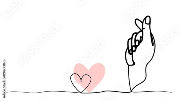 Fototapeta continuous hand love drawing with one line. vector