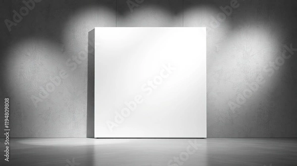 Fototapeta White Square Canvas Mockup on Gray Background - Poster Template, High-Quality AI Art