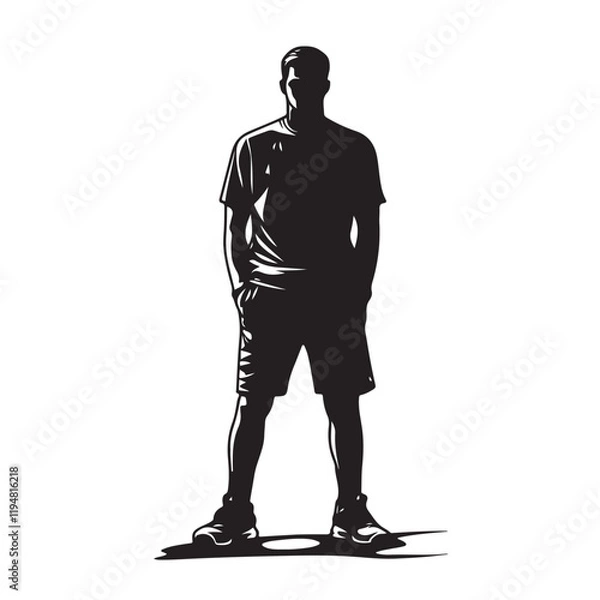 Fototapeta Silhouette of a Mysterious Man with Hands in Pockets – Vector Illustration