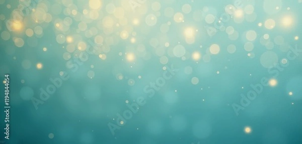 Fototapeta Dark teal background with glowing bokeh and star accents.
