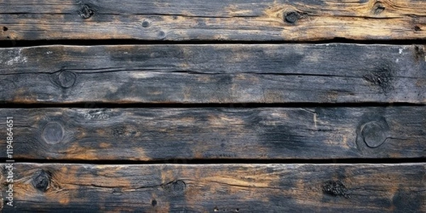Fototapeta Vintage weathered wooden board texture featuring dark brown and black tones with subtle grain patterns arranged in horizontal planks.