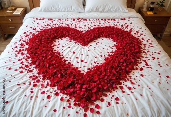 Fototapeta heart shaped pillow on bed