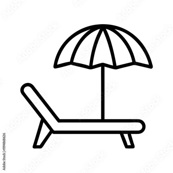 Fototapeta poolside lounge chair icon, poolside lounge chair line art - simple line art of poolside lounge chair, perfect for poolside lounge chair logos and icons and themed design 