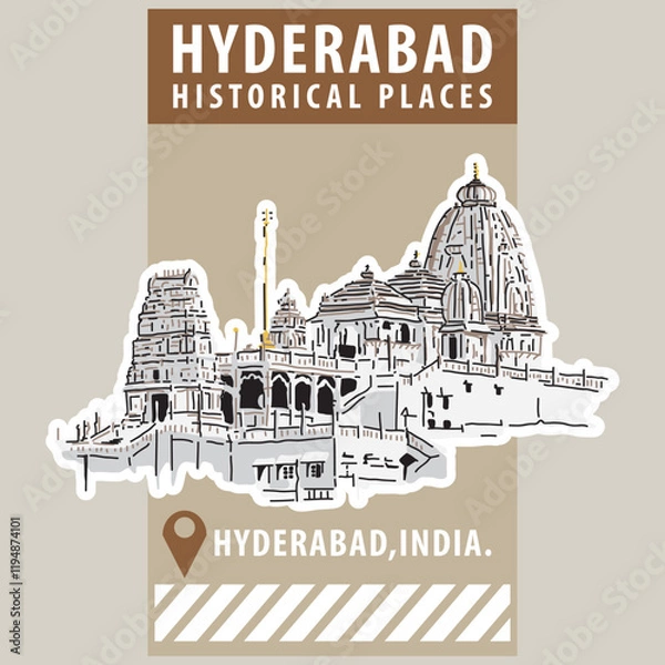 Fototapeta Vector city elements of historical place in Hyderabad
