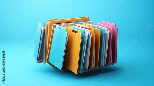 Obraz Colorful File Folders in a Dynamic Arrangement Representing Online Documentation and Database Management Systems for Efficient Information Storage