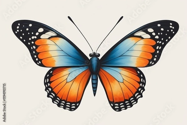 Fototapeta there is a butterfly that is painted on a white background