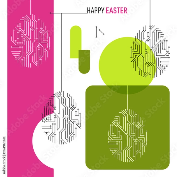 Fototapeta Modern happy easter vector web banner cover